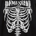 Vintage Skeleton Graphic Suede Loose T-Shirt — fit shot