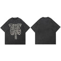 Vintage Black Skeleton Faded T-Shirt — fabric close-up