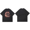 Vintage Black Burning Skull Graphic Oversized T-Shirt — side view