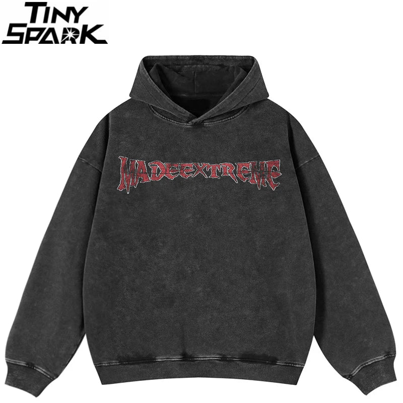 Black Letter Print Hoodie — back view
