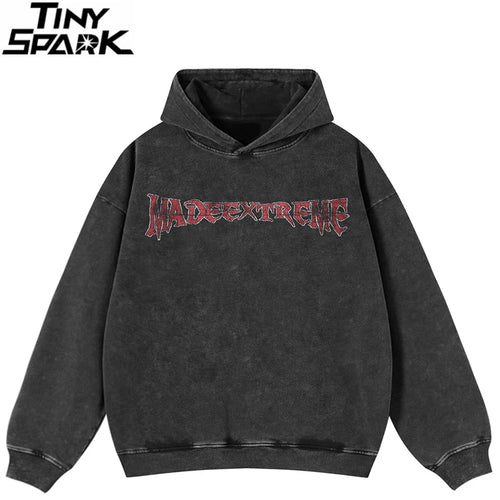 Black Letter Print Hoodie — back view