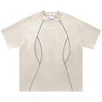 Striped Suede Loose T-Shirt — detail shot