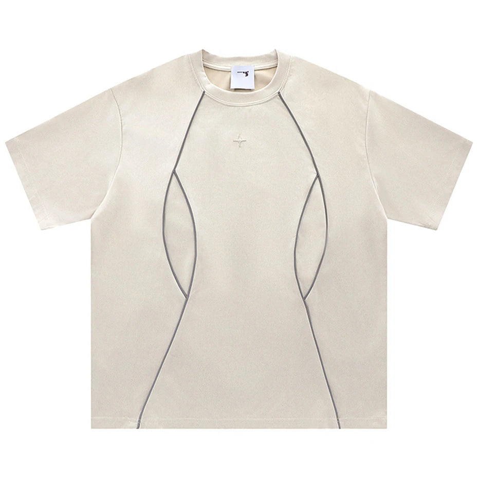 Striped Suede Loose T-Shirt — detail shot