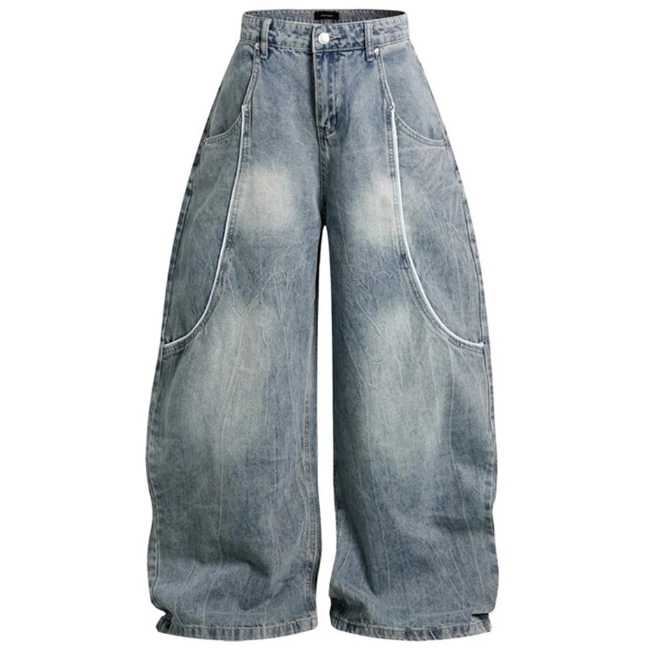 Retro Vintage Denim Baggy Jeans — styling shot