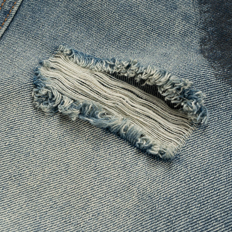 Ripped Denim Baggy Jeans — fit shot
