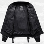 Techwear Black Car Oversized Bomber Jacket — front view