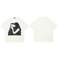 Kissing White Graphic T-Shirt — fabric close-up