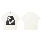 Kissing White Graphic T-Shirt — fabric close-up
