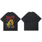 Funny Retro Black Washed T-Shirt — fabric close-up