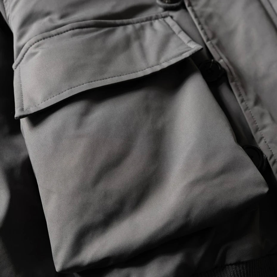 White Padded Fur Loose Puffer Jacket — fabric close-up