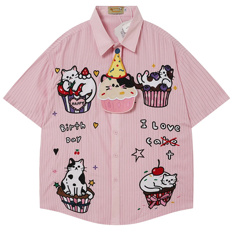 Vintage Cat Graphic Shirt — back view