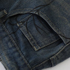 Y2K Blue Spider Cobweb Print Loose Denim Shorts — back view