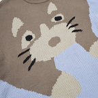 Y2K Cat Graphic Knit Oversized Sweater — detail shot