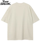 White Beige Anime Cartoon Graphic T-Shirt — fit shot