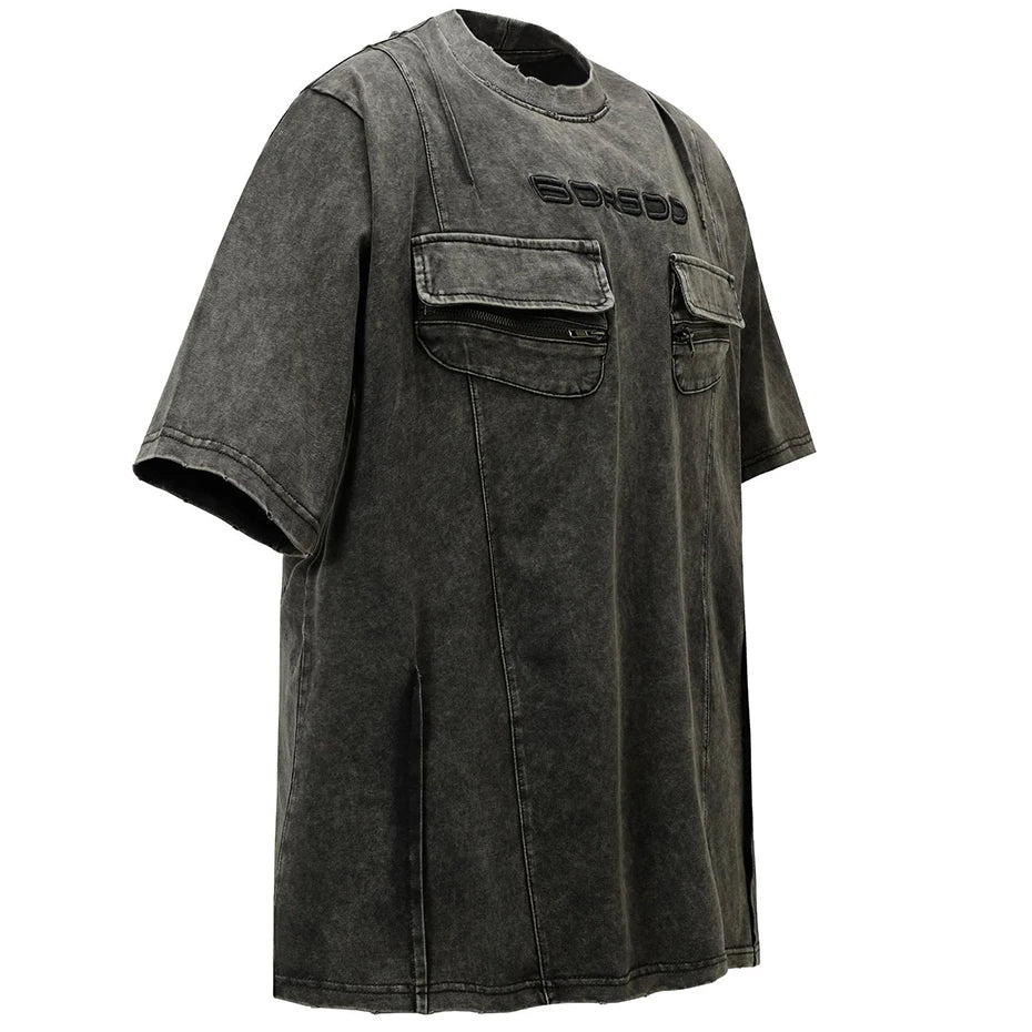 Vintage Car Patchwork Oversized T-Shirt — front view
