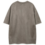 Vintage Cross Graphic Suede Oversized T-Shirt — front view