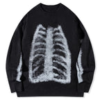 Y2K Skeleton Graphic Knit Oversized Sweater — styling shot