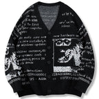 Vintage Letter Car Knit Oversized Sweater — styling shot