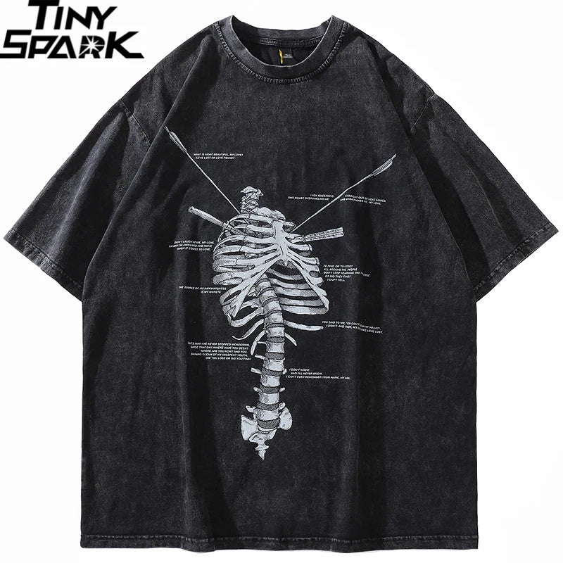 Skeleton Graphic Loose T-Shirt — front view