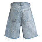 Ripped Loose Denim Shorts — front view