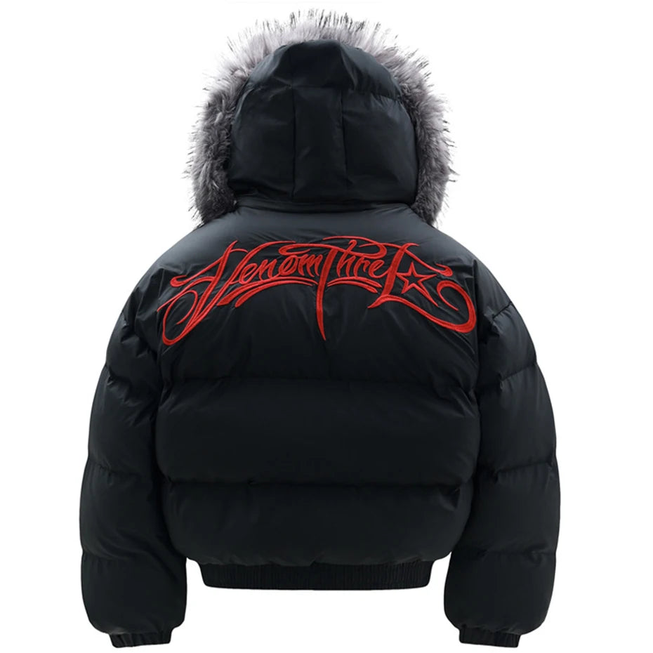 Padded Fur Puffer Jacket — front view