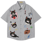 Y2K Vintage Cat Embroidered Oversized Shirt — styling shot