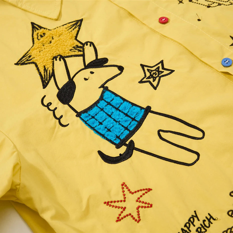 Loose Vintage Cat Graphic Oversized Shirt — detail shot