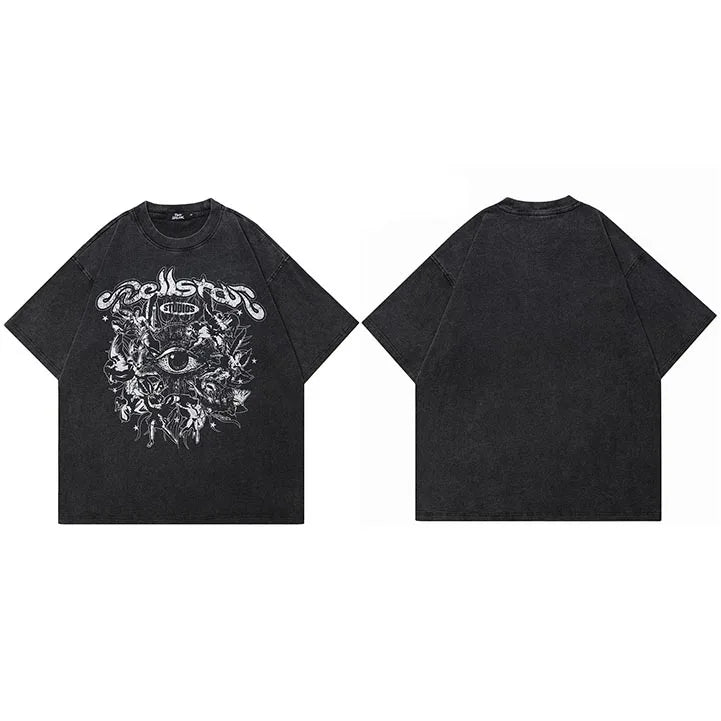 Retro Black Eye Graphic Oversized T-Shirt — styling shot