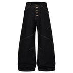 Loose Black Patchwork Denim Baggy Jeans — styling shot