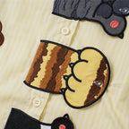 Button Cat Graphic Loose Shirt — fit shot