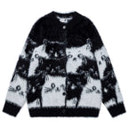 Car Y2K Cat Graphic Knit Oversized Sweater — back view