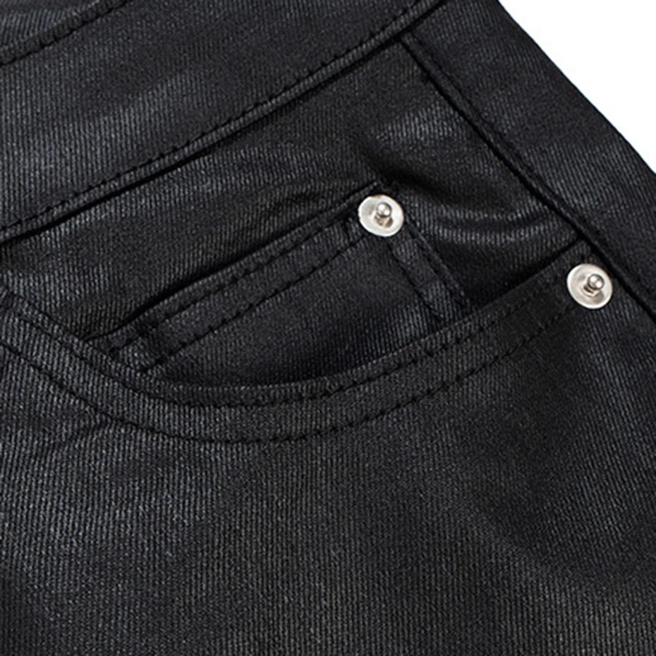 Black Print Denim Flare Coat — detail shot