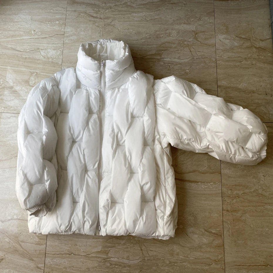 Black Padded Loose Puffer Jacket — side view