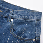 Black Graphic Denim Shorts — detail shot