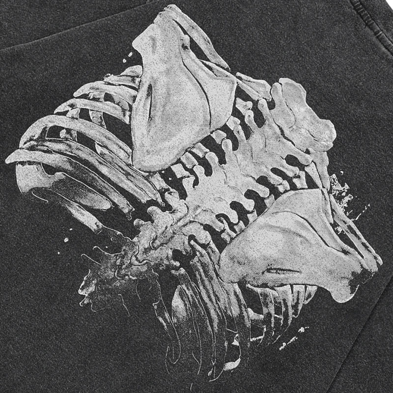 Black Skeleton Faded T-Shirt — back view