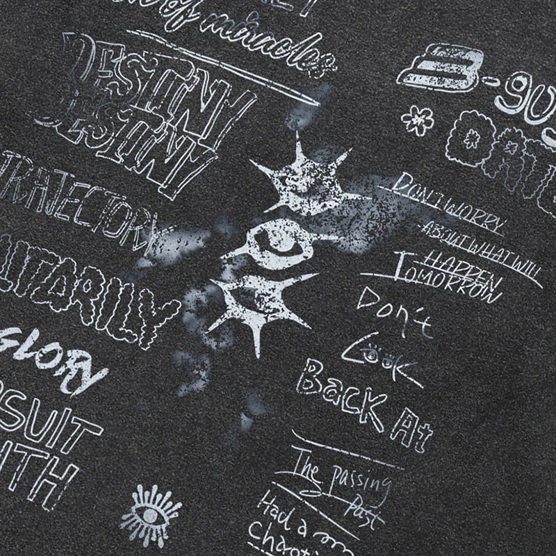 Retro Black Eye Graffiti Washed T-Shirt — front view