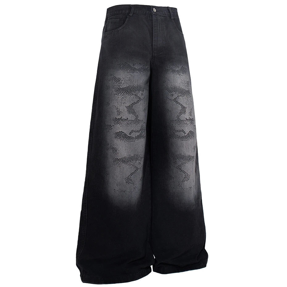 Loose Vintage Black Denim Baggy Jeans — front view