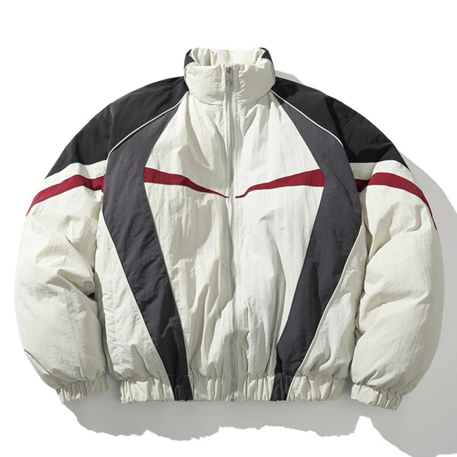 Padded Vintage Patchwork Oversized Puffer Jacket — back view