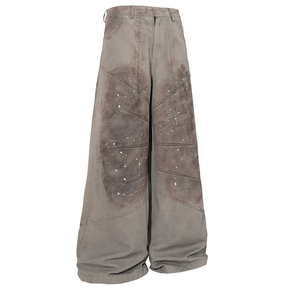 Vintage Pleated Denim Baggy Jeans — front view