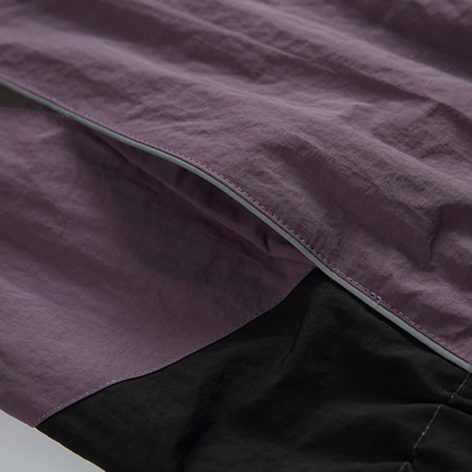 Vintage Color Block Oversized Coat — fabric close-up
