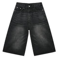 Wide Vintage Blue Loose Denim Shorts — back view