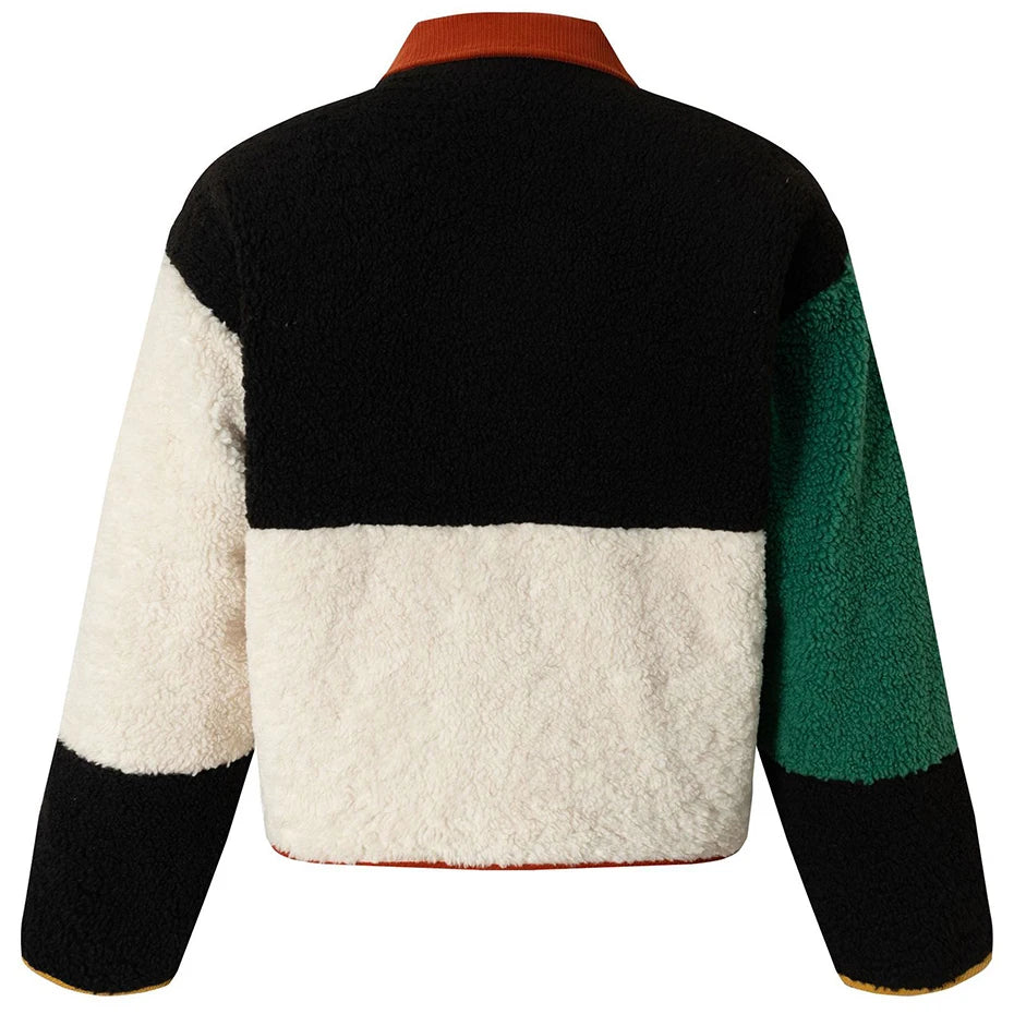 Color Block Oversized Puffer Jacket — front view