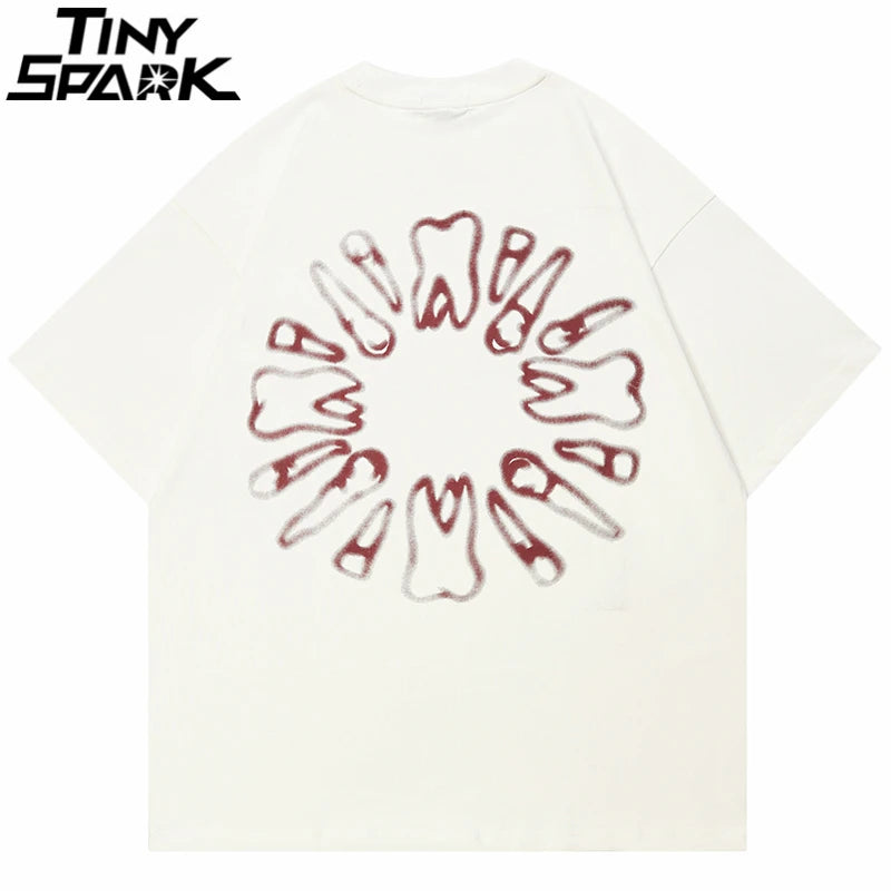 Funny White Graphic T-Shirt — back view