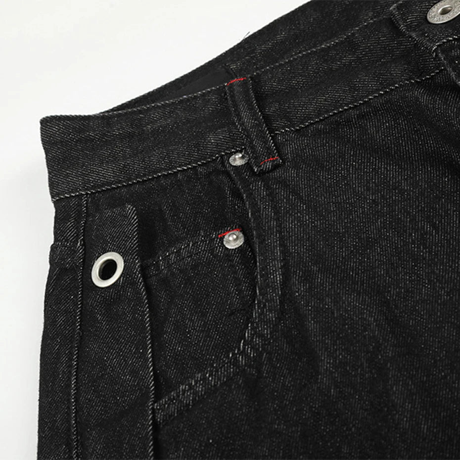 Leg Vintage Black Denim Baggy Jeans — detail shot