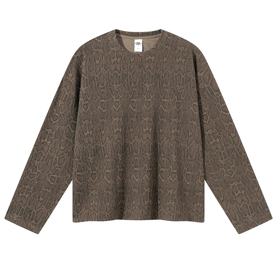 Snake Graphic Oversized Long Sleeve Tee — fabric close-up