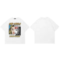 Y2K White Cartoon Graphic T-Shirt — fabric close-up