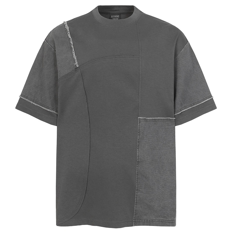 Y2K Color Block Oversized T-Shirt — back view