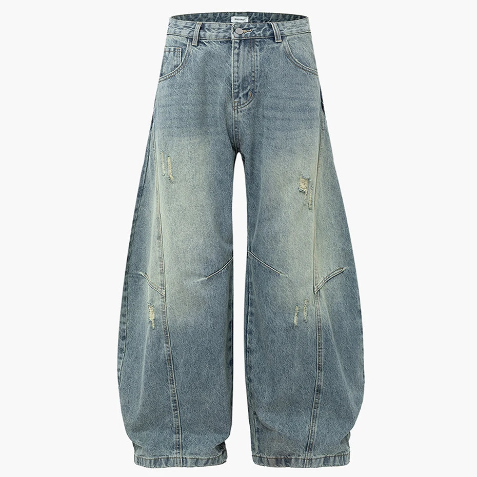Y2K Vintage Blue Denim Baggy Jeans — styling shot