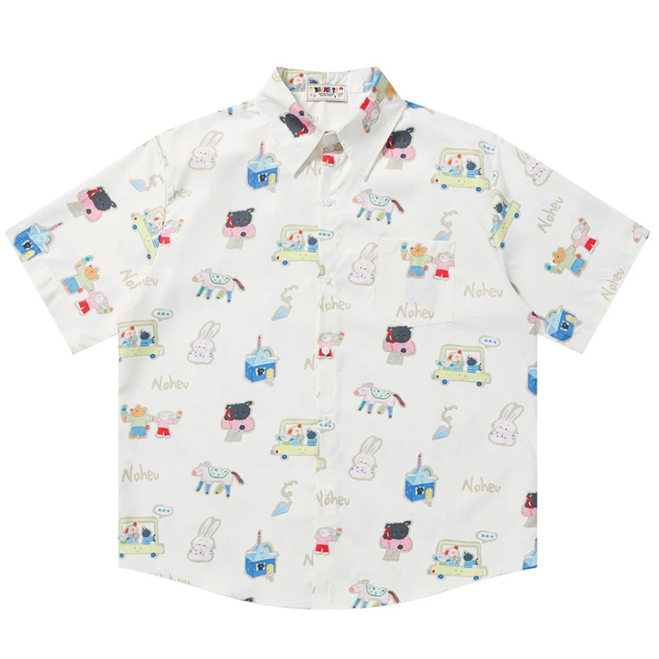 Shirts Cartoon Graphic Loose Shirt — styling shot