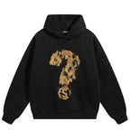 Burning Question Mark Graphic Hoodie — fabric close-up